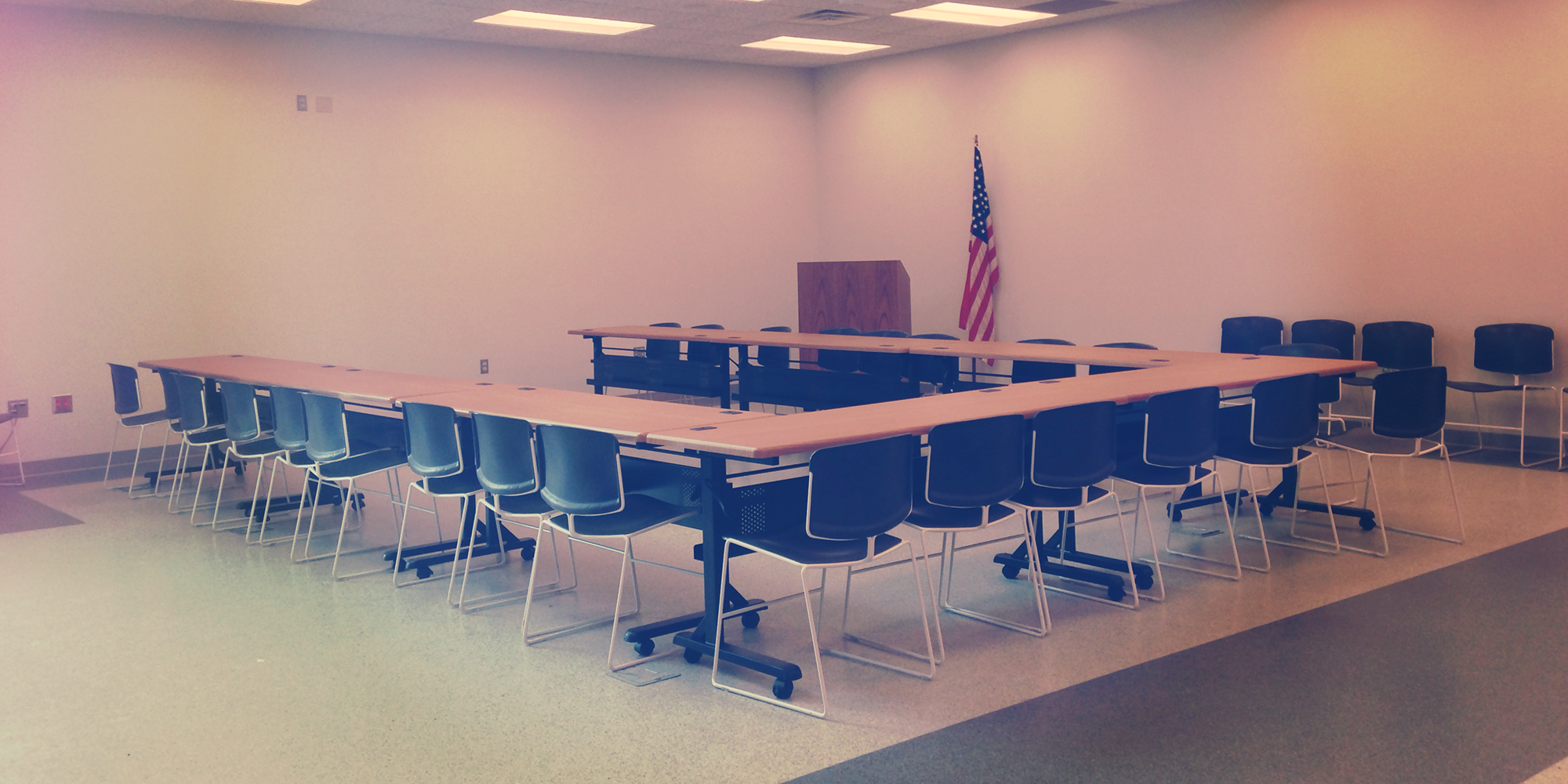 Tables set up in North Meeting Room.