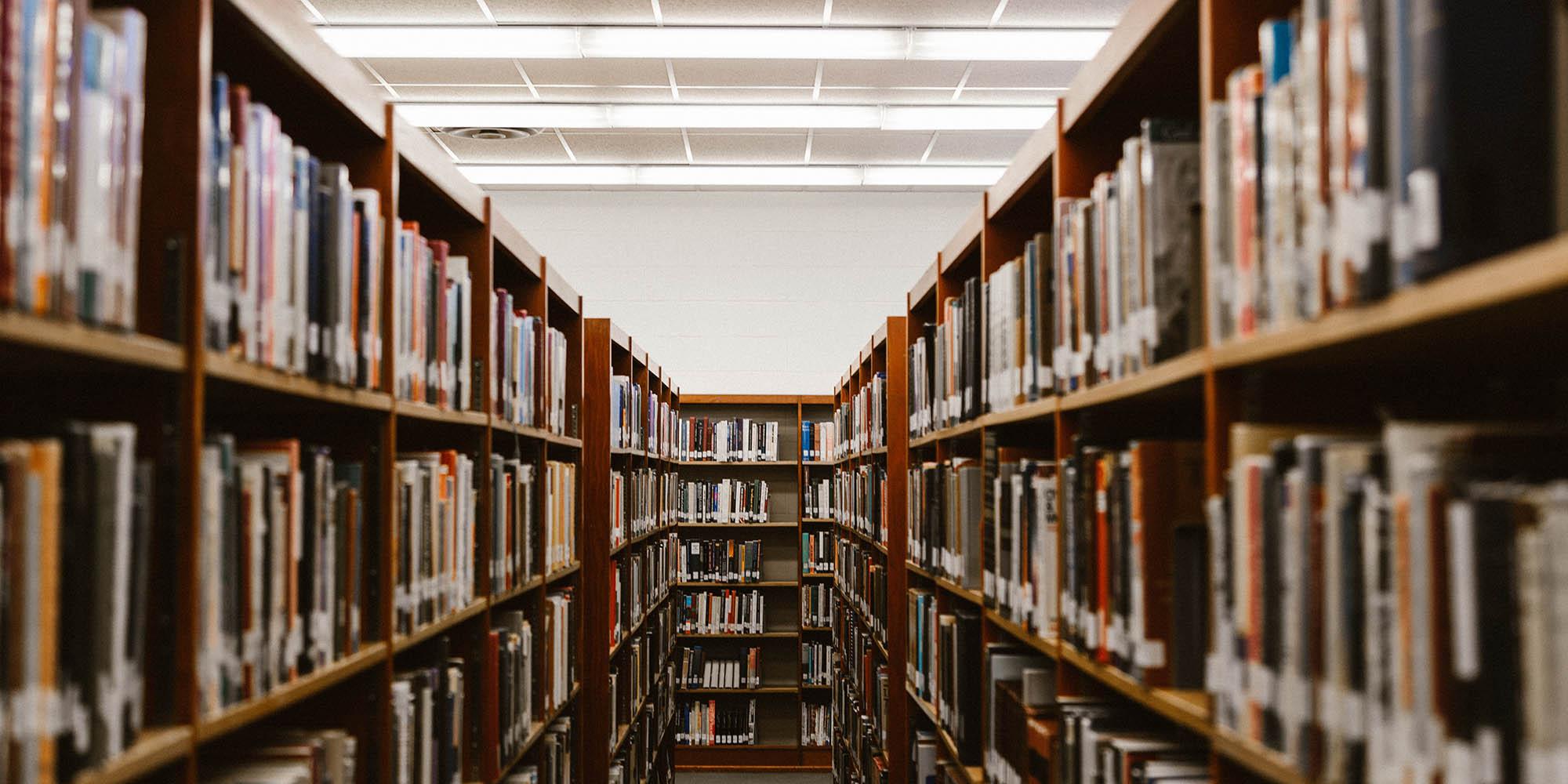 Library shelves.